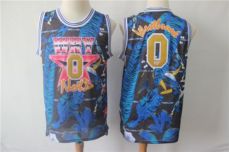 Men Oklahoma City Thunder 0 Westbrook Blue Painted Limited Edition NBA Jerseys